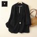 Women's Clothing Retro Cotton and Linen Casual Three quarter Sleeve Short Jacket Solid Color Small Suit Tops_mkmklike.com
