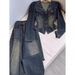 Women's Clothing Autumn Outfit With A Complete Set Of Internet Celebrity Street Blasting Washed Blue Denim Two Piece Suit Pants Spring And Autumn_mkmklike.com