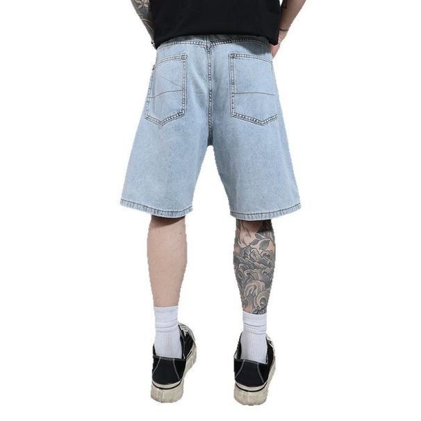 Men's Summer Five Point Denim Shorts Blue Versatile Simple Style Trendy Pants Non Stretch Mid Length Youth Clothing_mkmklike.com