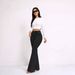 Women's Black Slightly Flared Frayed Jeans Slimming Suitable Pear Shaped Jeans_mkmklike.com