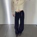 CE Corduroy Navy Blue Women's Jeans High Waist Fashionable Loose Slimming Wide Straight Pants 2026 Spring New Style_mkmklike.com