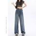 Guangzhou Supply American-style Wide-leg Jeans For Women, Spring/summer High-waisted, Loose, Slimming, Pleated, Casual,_mkmklike.com