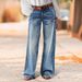 Women's Relaxed Straight Leg Stretch Denim Jeans - High Waist Comfort Fit With Classic Wash For Casual & Streetwear Style_mkmklike.com