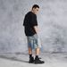 Men's Vintage Washed Denim Shorts - 5-Inch Inseam Dirty Finish Distressed Casual Cargo Shorts For Men, Retro Streetwear_mkmklike.com