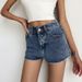 Women's Clothing Summer Solid Color High Waist Slim And Long Legs Cut Edge Old Raw Edge Denim Shorts Women's Pants_mkmklike.com