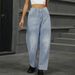Women's Distressed Washed Loose Fit Harem Jeans - Cropped Streetwear Denim Pants In Light Blue_mkmklike.com
