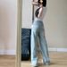 New 2025 Women's Designer Bow Embroidered Jeans High-Waisted Straight-Leg Summer Retro Wide-Leg Pants Casual Cotton Fashion_mkmklike.com