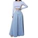 Vintage Denim A-Line Skirt For Women – High Waist Button Front Flared Midi Skirt With Side Zipper (Light Blue, Dark Blue)_mkmklike.com