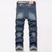 Men's Street Style Heavy Work Hole Scratched Patched Fashion Casual Denim Trousers_mkmklike.com