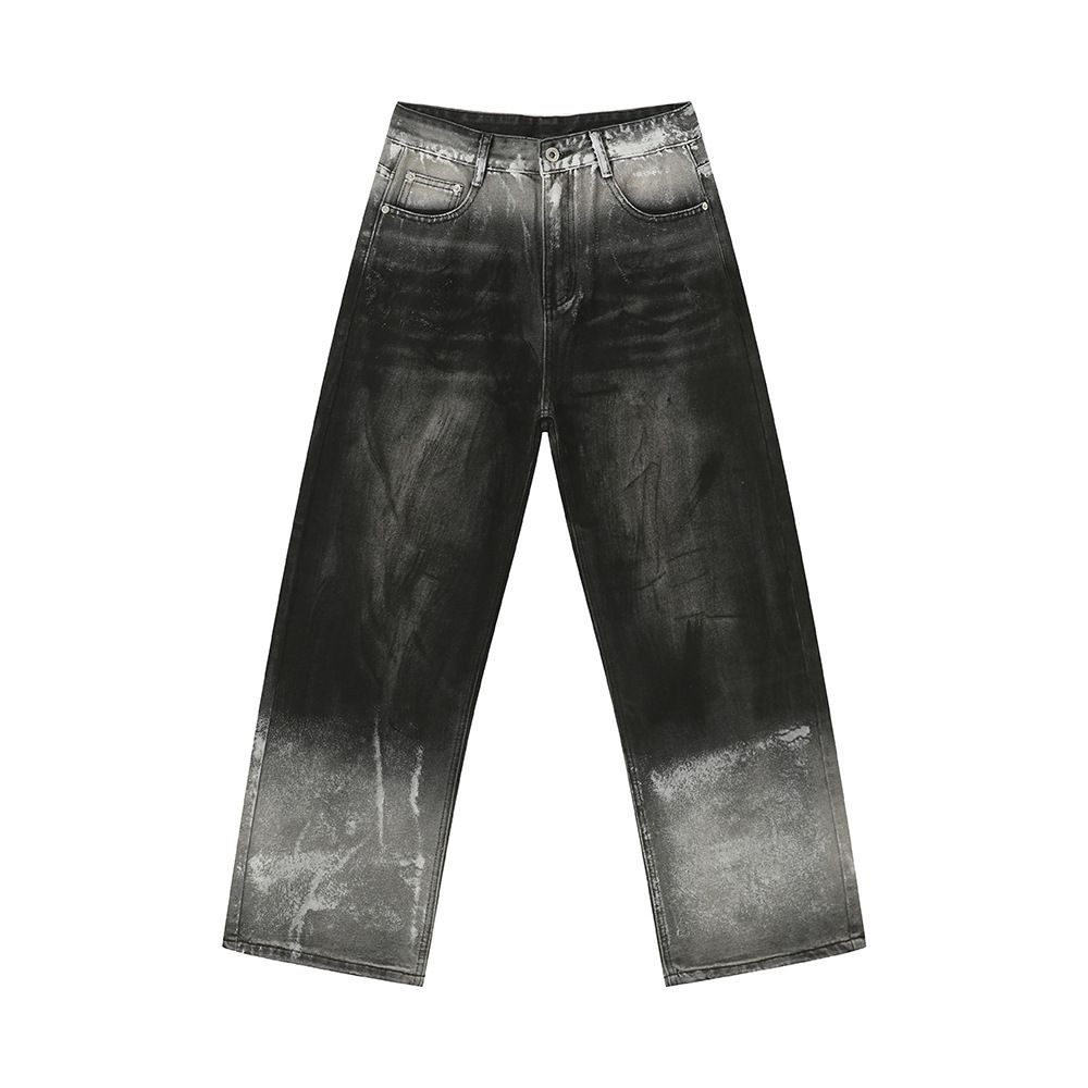 EF JEANS | 2024 New Product, High Street Tide Black And Gray Gradual Change Personality Micro-straightforward Washed Jeans Trousers_mkmklike.com