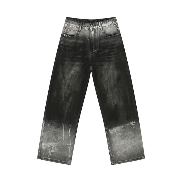 EF JEANS | 2024 New Product, High Street Tide Black And Gray Gradual Change Personality Micro-straightforward Washed Jeans Trousers_mkmklike.com