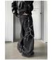 Lightning Embroidered Black Jeans Men's Straight Loose Fit Streetwear Hip Hop Baggy Pants For Casual & Trendy Outfits_mkmklike.com