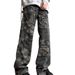Men's Camo Cargo Jeans - Summer Loose Fit Retro Streetwear Pants With Straight Leg & Wide Hem_mkmklike.com