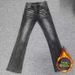 Men's Black Washed Flared Jeans With Fleece Lining - Clean Fit Stretch Denim Pants For High Street Fashion_mkmklike.com