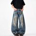 American Style Distressed, Dirty Dyed, Ripped Jeans, High Street Straight Leg Pants, Niche Loose Fitting Men's And_mkmklike.com