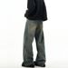 Men's Vintage Washed Straight Wide-Leg Jeans – Retro Clean Fit Cotton Denim Pants Men's Clothing_mkmklike.com