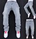 Men's Clothing High Street Jeans, Washed And Distressed Light Blue, Logging Workwear Style, Men's Street Vintage Casual Pants_mkmklike.com