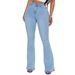 Women's High-Waisted Flared Jeans Washed Stretchy Slim Fit Cotton Denim With Pockets Casual Fashion_mkmklike.com
