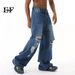 EF JEANS | 2024 Four-season New Products, Fashionable Ruffian Handsome Ripped Cat Whisker Washed Beggar Jeans_mkmklike.com