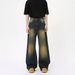 Men's Clothing Retro Loose Fit Jeans For Men Washed Casual Straight Leg Wide Leg Floor Length Pants For Formal & Casual_mkmklike.com