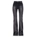 Slim-Fit Black Flared Jeans For Women - Vintage Stretch Denim Pants With High Waist & Retro Wash, Trendy Bootcut Style_mkmklike.com