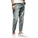 Ripped Jeans For Men Summer New Korean Style Harem Trendy Loose Skinny Cropped Beggar Pants_mkmklike.com