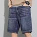 2025 Summer Denim Shorts Men's Thin Casual Loose Straight Washed Five-inch Jeans_mkmklike.com