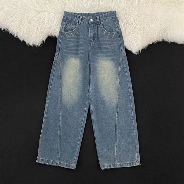 Men's Distressed Lightning Bolt Jeans – Deconstructed Blade-Cut Relaxed Fit Denim Pants With 3D Tailoring (M-3XL, Washed Blue)_mkmklike.com