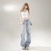 Women's Clothing Retro Low Waist Hot Girl Loose Wide Leg Pants All Match Spring And Summer Straight Jeans_mkmklike.com