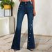 European And American Size Buttoned Denim Bell-bottom Pants TK OZON Women's Flared Jeans_mkmklike.com