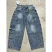 Vintage Washed American Loose-Fit Denim Pants – Oversized Cargo Workwear With Distressed Details, Unisex High Waist Streetwear For Urban Exploration_mkmklike.com