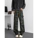 American Vibe Deconstruction Splicing Camouflage Workwear Jeans Men Trendy Brand Loose Straight Leg High Street_mkmklike.com