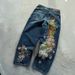 European And American Trendy Brand Derschutze Casual Trousers Plum Blossom Embroidered Street Jeans Loose Wide-leg Trousers Men_mkmklike.com