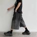 Men's Clothing Gradient Denim Cropped Trousers Men's Loose Ins Versatile High Street Couple Wide Leg Casual Shorts Summer Cropped Trousers_mkmklike.com