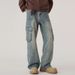 Pants Men's Retro Tooling Jeans Men's Loose Straight High Street American Pocket Design Pants_mkmklike.com