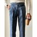 Men's Business Naples Denim Gurga Drape Straight Hem Trousers Very Italian Style_mkmklike.com