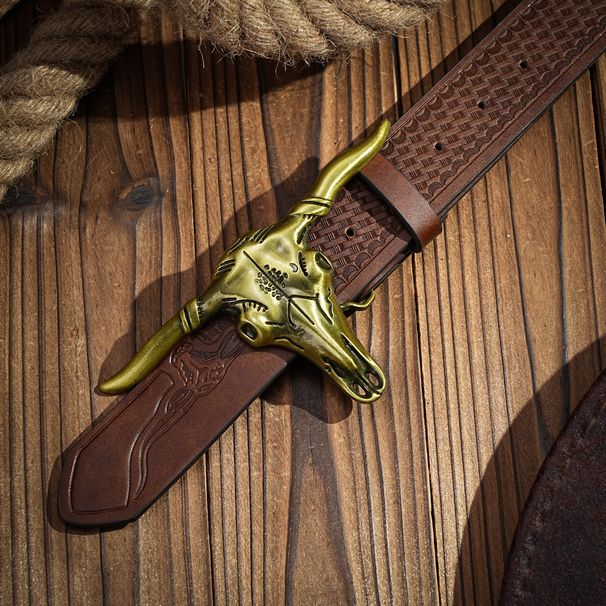 HOT Western PU Belt - men's decorative printed carved denim waistband_mkmklike.com