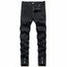 Men's clothing zipper jeans Stretch slim-fit ripped denim pants_mkmklike.com