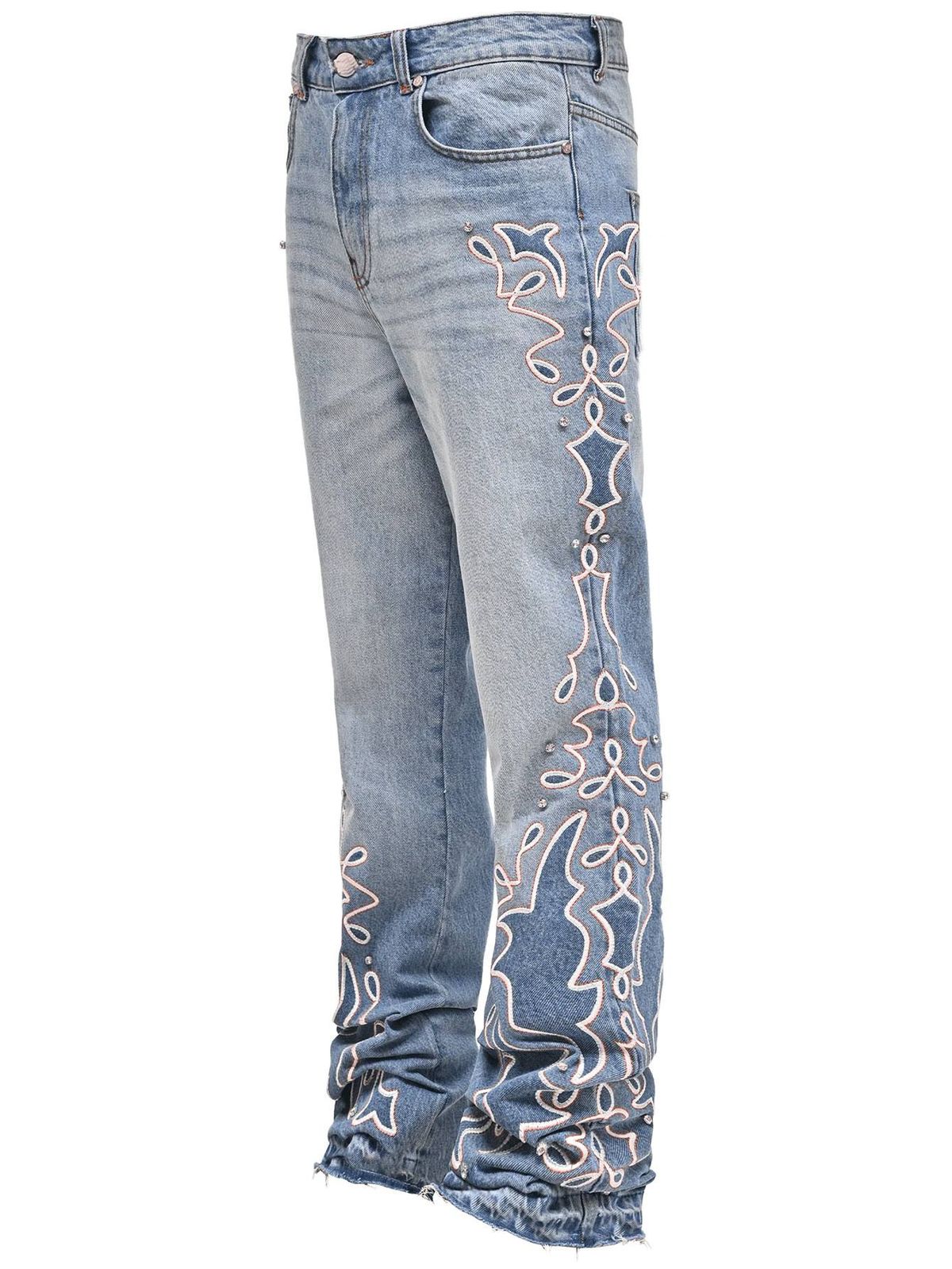 Men's Clothing Autumn New Gradient Wide Leg Denim Pants For Men And Women, Fashionable Cross-border Popular Embroidered Men's Straight Leg Pants_mkmklike.com