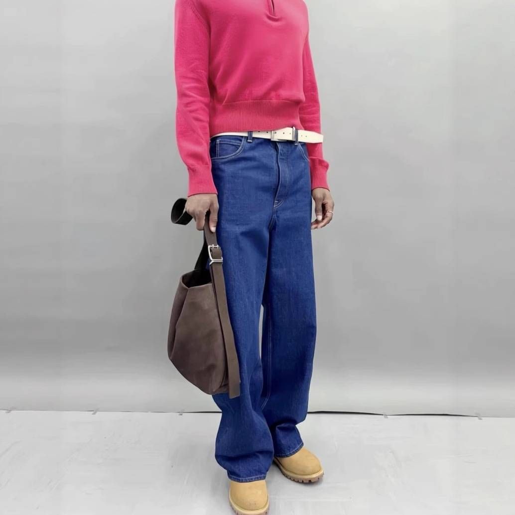 Men's Clothing Classic Straight Leg Washed Denim Jeans - Vintage Blue, Mid Rise, Non-Stretch Cotton For Men & Women (S/M/L/XL) Classic Straight Leg_mkmklike.com