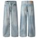 Retro Straight-Leg Jeans – Vintage Washed Denim Pants With Adjustable Drawstring (Blue, S-3xl, Unisex)_mkmklike.com