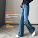 Women's Autumn Loose Fit Slimming Straight High-Waisted Vintage Plus Size Wide-Leg Jeans, Floor-Length Casual Pants That_mkmklike.com