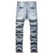 Men Skull Devil Flame Print Jeans Punk Graffiti Painted Stretch Denim Pants Holes Ripped Distressed Slim Straight Trousers_mkmklike.com