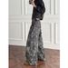 Pulse European And American Star Print Cool Denim Men High Street Vibe Style Loose Wide Leg Camouflage Pants_mkmklike.com