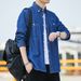 K Men's Denim Long Sleeved Shirt Cardigan Shirt Slim Fit Casual Jacket. No Accessories_mkmklike.com