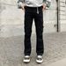 Men's Black Cargo Jeans - Streetwear Workwear Pants With Utility Pockets | Relaxed Straight Fit | Distressed & Washed Denim_mkmklike.com