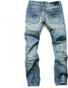 Men's Clothing Ripped Nostalgic Jeans Light Blue Casual All Match Straight Slim Button_mkmklike.com