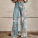 Popular Women's Wide-leg Pants On Independent E-commerce Sites, New 3D Heat-transfer Printed Denim Long Pants,_mkmklike.com