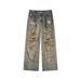 Beggar Ripped Jeans Men's Straight Loose Wide Legs American High Street Pants Trendy Brand Ruffian Handsome Fried Street Retro Trousers_mkmklike.com