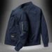 Men's Bomber Jacket Baseball Collar Casual Spring Autumn Zipper Coat Multi-Pocket Workwear Top Cross-Border Trend_mkmklike.com